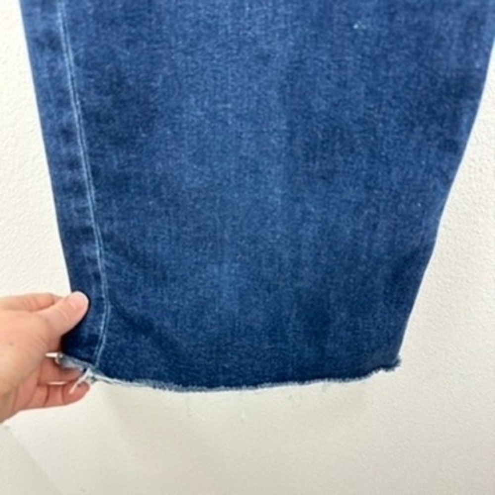 Hudson Rosie Wide Leg High Rise Jeans Dark Wash Wm Size 33 Button Fly Raw Hem - Picture 5 of 8